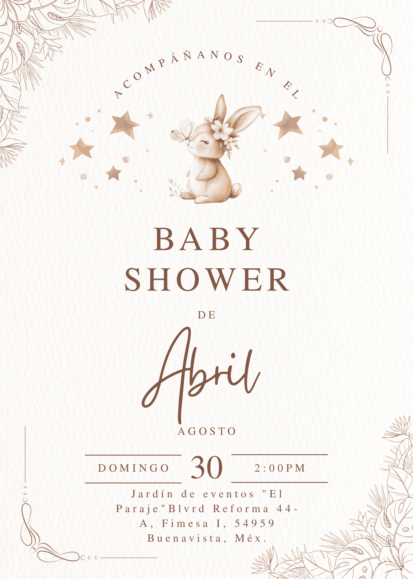 Invitación al Baby Shower de Abril